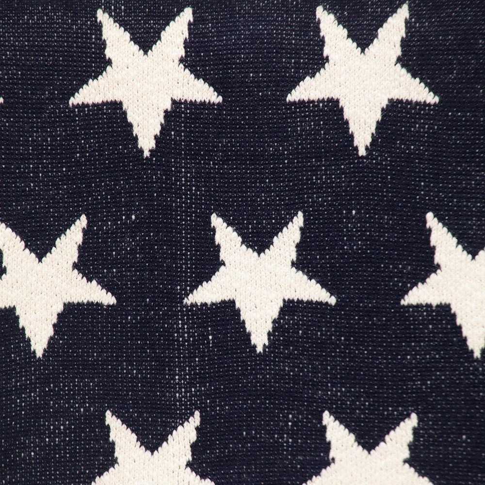 Navy Blue And White Stars Knitted Baby Blanket — view 5