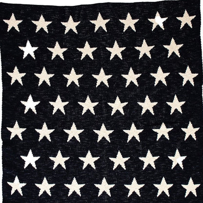 Navy Blue And White Stars Knitted Baby Blanket HomeRoots