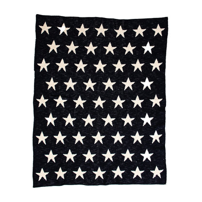 Navy Blue And White Stars Knitted Baby Blanket