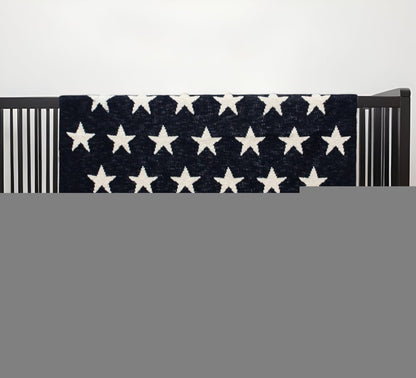 Navy Blue And White Stars Knitted Baby Blanket HomeRoots