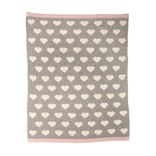 Grey And Ivory Hearts Knitted Baby Blanket HomeRoots