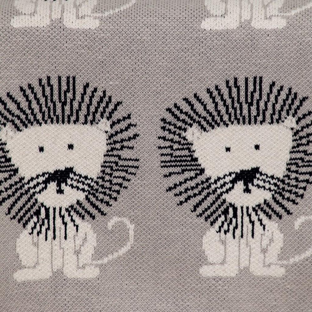 Grey Lots Of Lions Woven Knitted Baby Blanket — view 5