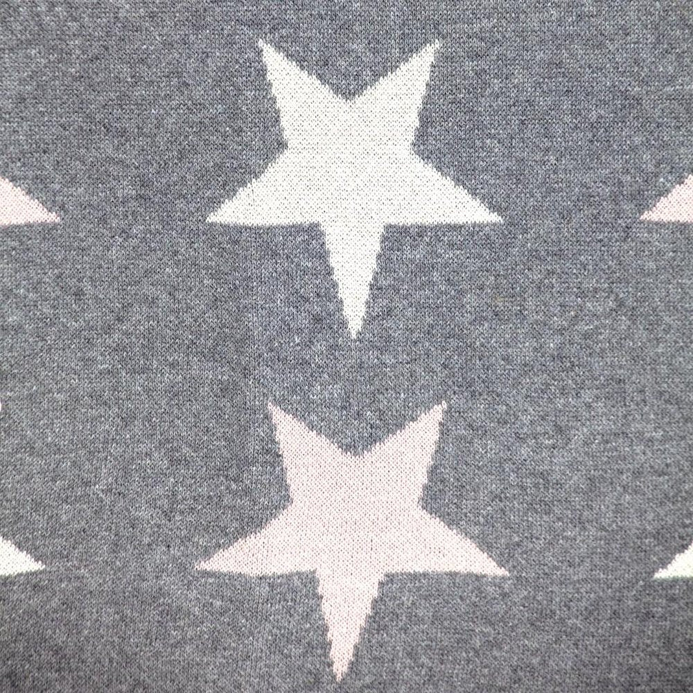 Grey Ivory And Pink Stars Knitted Baby Blanket — view 4