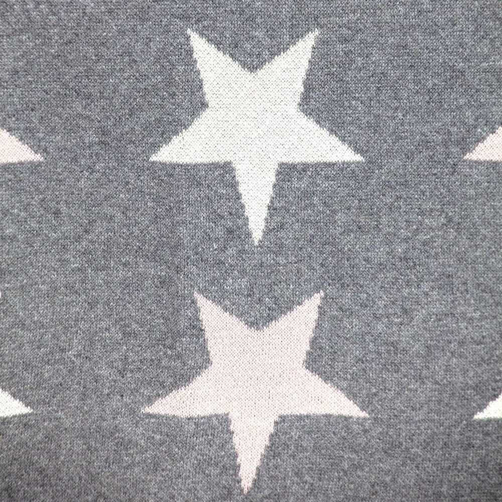 Grey Ivory And Pink Stars Knitted Baby Blanket HomeRoots