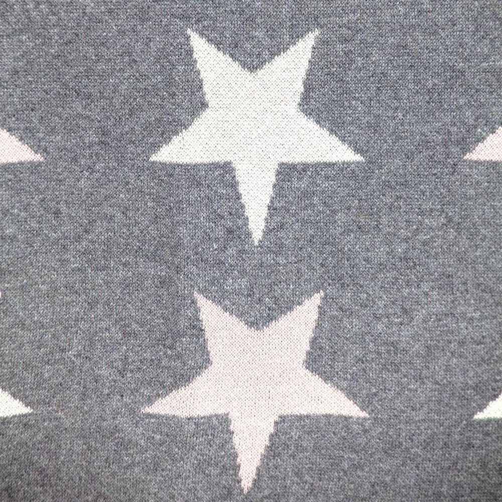 Grey Ivory And Pink Stars Knitted Baby Blanket — view 4