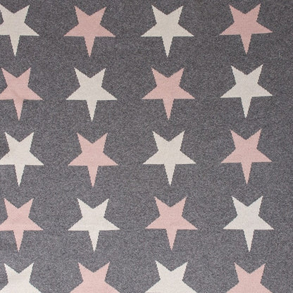 Grey Ivory And Pink Stars Knitted Baby Blanket