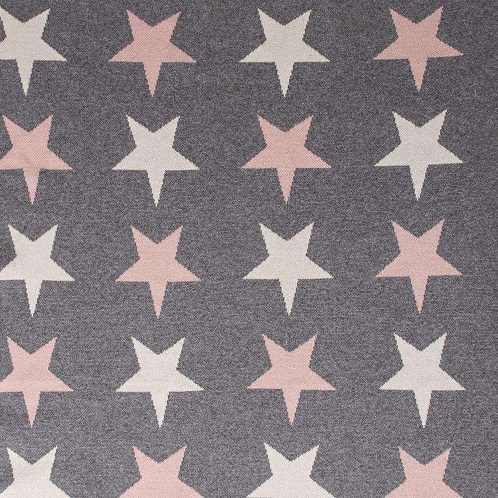 Grey Ivory And Pink Stars Knitted Baby Blanket — view 6
