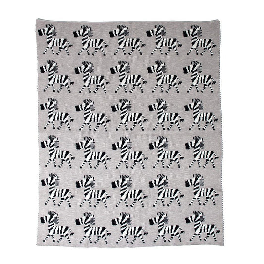 Grey Lots Of Zebras Woven Knitted Baby Blanket HomeRoots