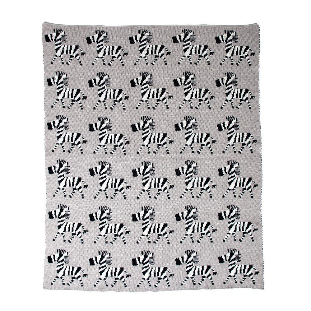 Grey Lots Of Zebras Woven Knitted Baby Blanket HomeRoots