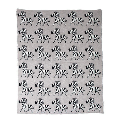 Grey Lots Of Zebras Woven Knitted Baby Blanket HomeRoots