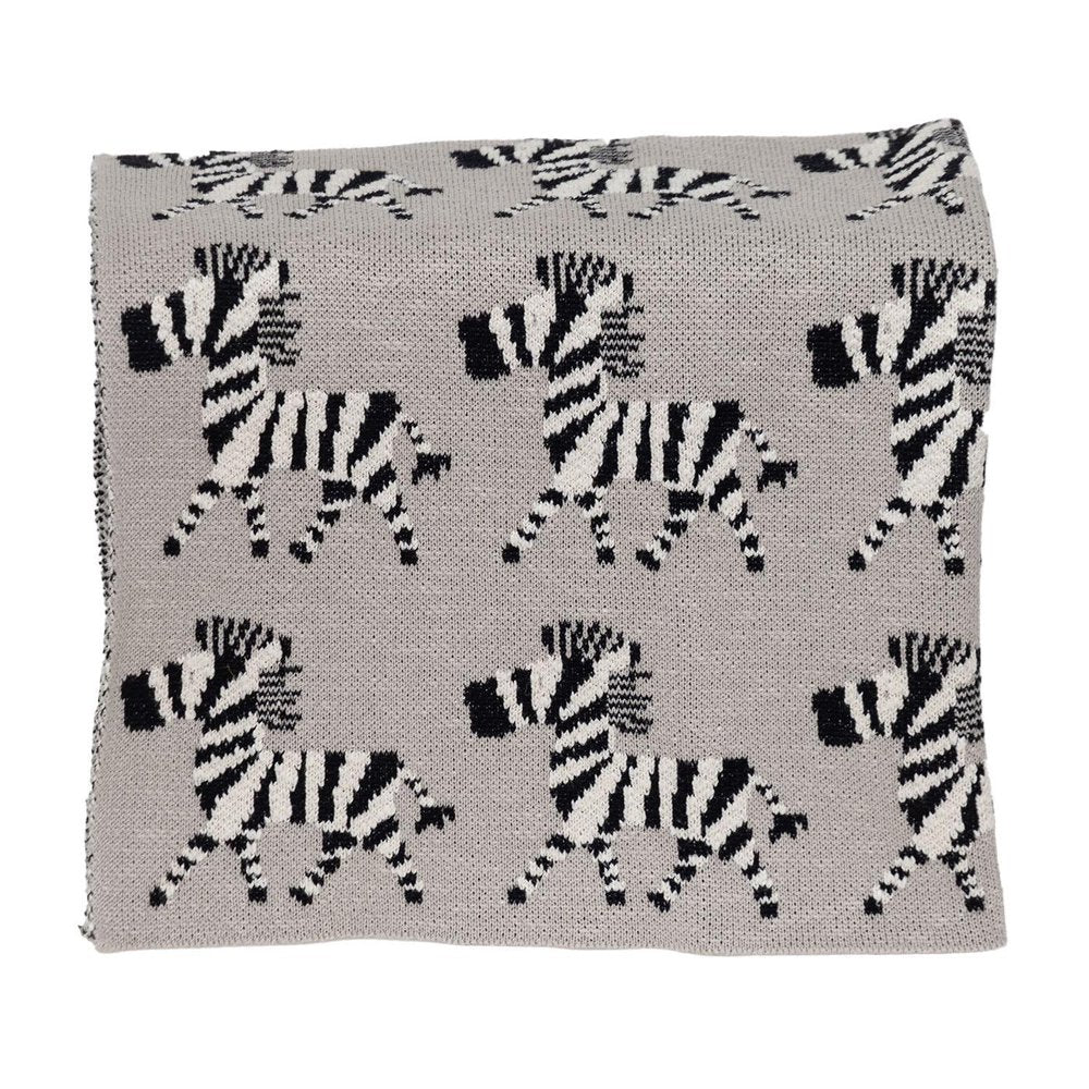 Grey Lots Of Zebras Woven Knitted Baby Blanket HomeRoots