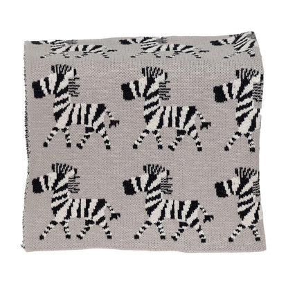 Grey Lots Of Zebras Woven Knitted Baby Blanket HomeRoots