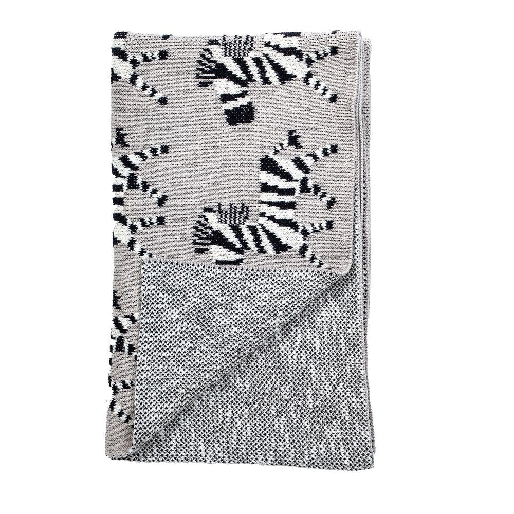 Grey Lots Of Zebras Woven Knitted Baby Blanket — view 4