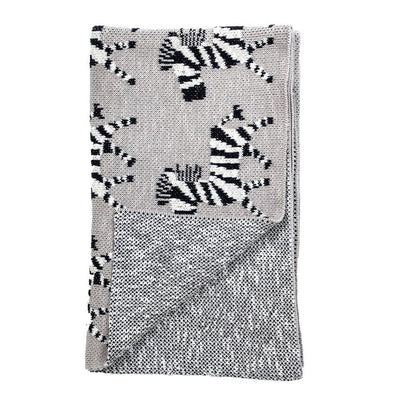 Grey Lots Of Zebras Woven Knitted Baby Blanket HomeRoots