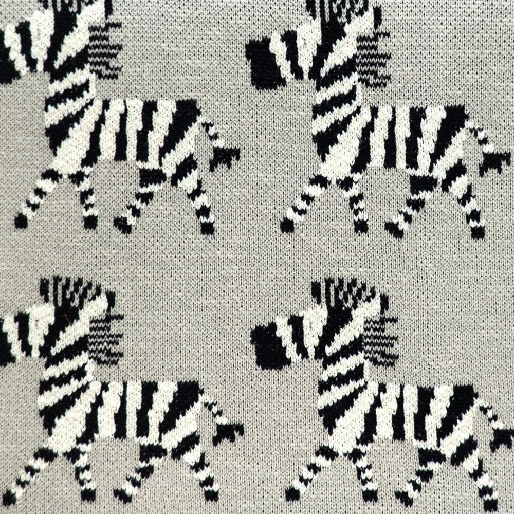 Grey Lots Of Zebras Woven Knitted Baby Blanket — view 5
