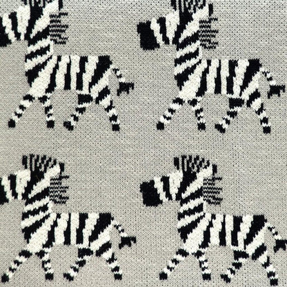 Grey Lots Of Zebras Woven Knitted Baby Blanket HomeRoots