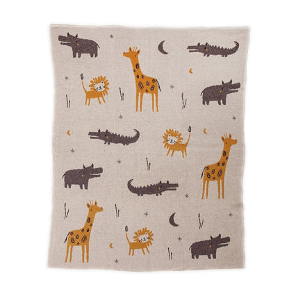 Zoo Animals Woven Knitted Baby Blanket HomeRoots