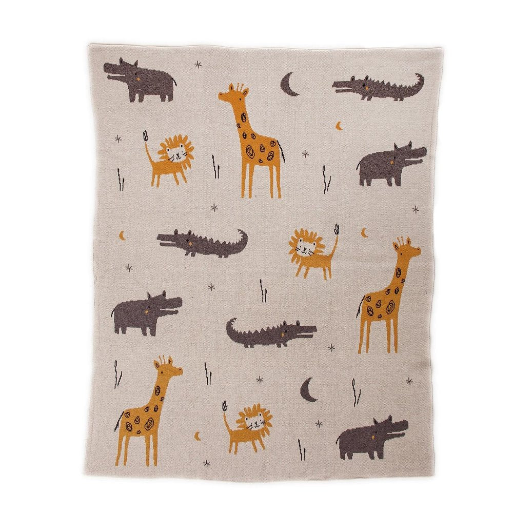 Zoo Animals Woven Knitted Baby Blanket HomeRoots