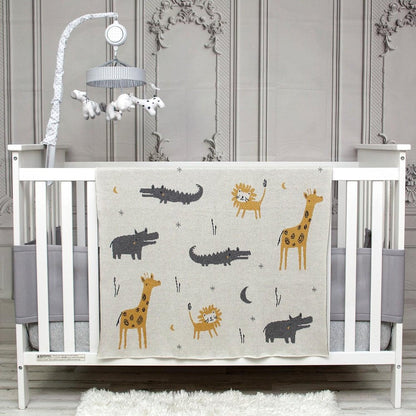 Zoo Animals Woven Knitted Baby Blanket HomeRoots