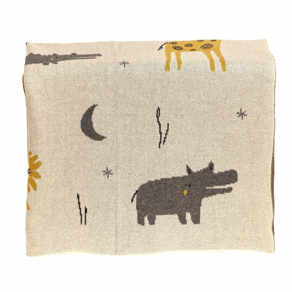 Zoo Animals Woven Knitted Baby Blanket HomeRoots