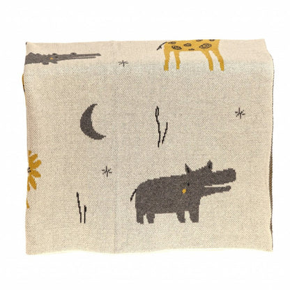 Zoo Animals Woven Knitted Baby Blanket HomeRoots