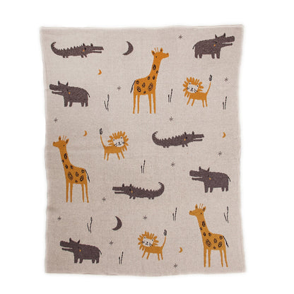 Zoo Animals Woven Knitted Baby Blanket