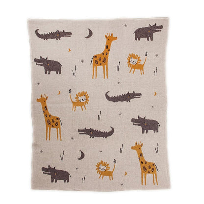Zoo Animals Woven Knitted Baby Blanket HomeRoots