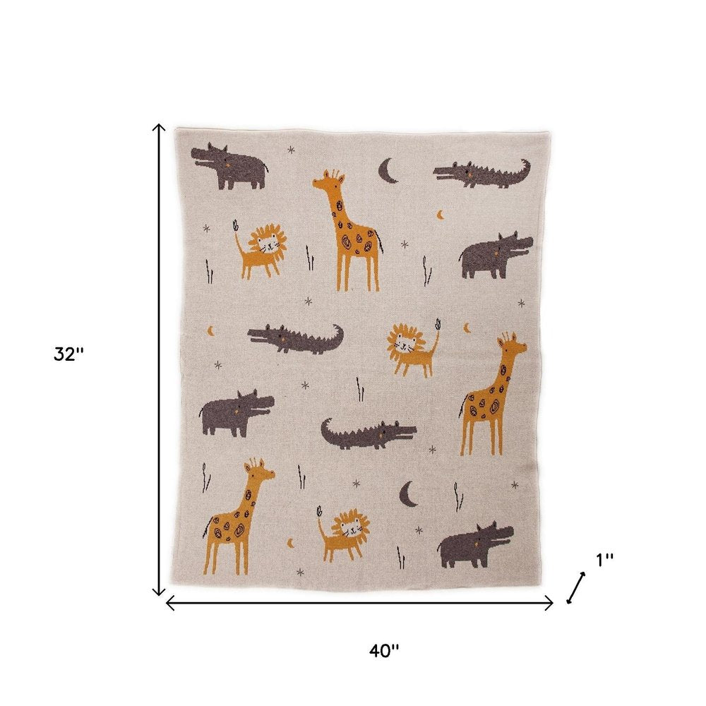 Zoo Animals Woven Knitted Baby Blanket HomeRoots
