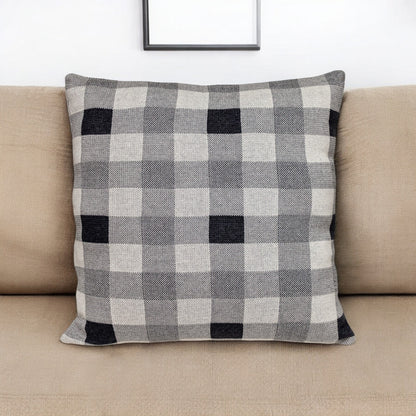 Lead Grey Checkered Pillow