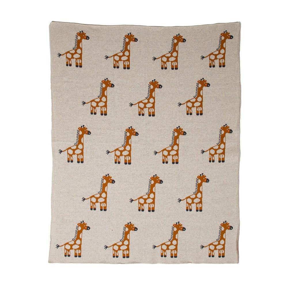32" X 40" Orange And White Cotton Giraffe Plush Baby Blanket HomeRoots