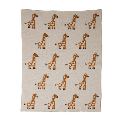 32" X 40" Orange And White Cotton Giraffe Plush Baby Blanket HomeRoots