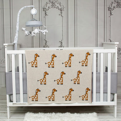 32" X 40" Orange And White Cotton Giraffe Plush Baby Blanket HomeRoots