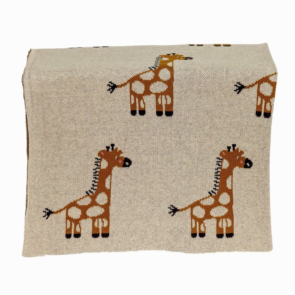 32" X 40" Orange And White Cotton Giraffe Plush Baby Blanket HomeRoots
