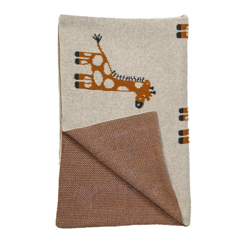32" X 40" Orange And White Cotton Giraffe Plush Baby Blanket HomeRoots