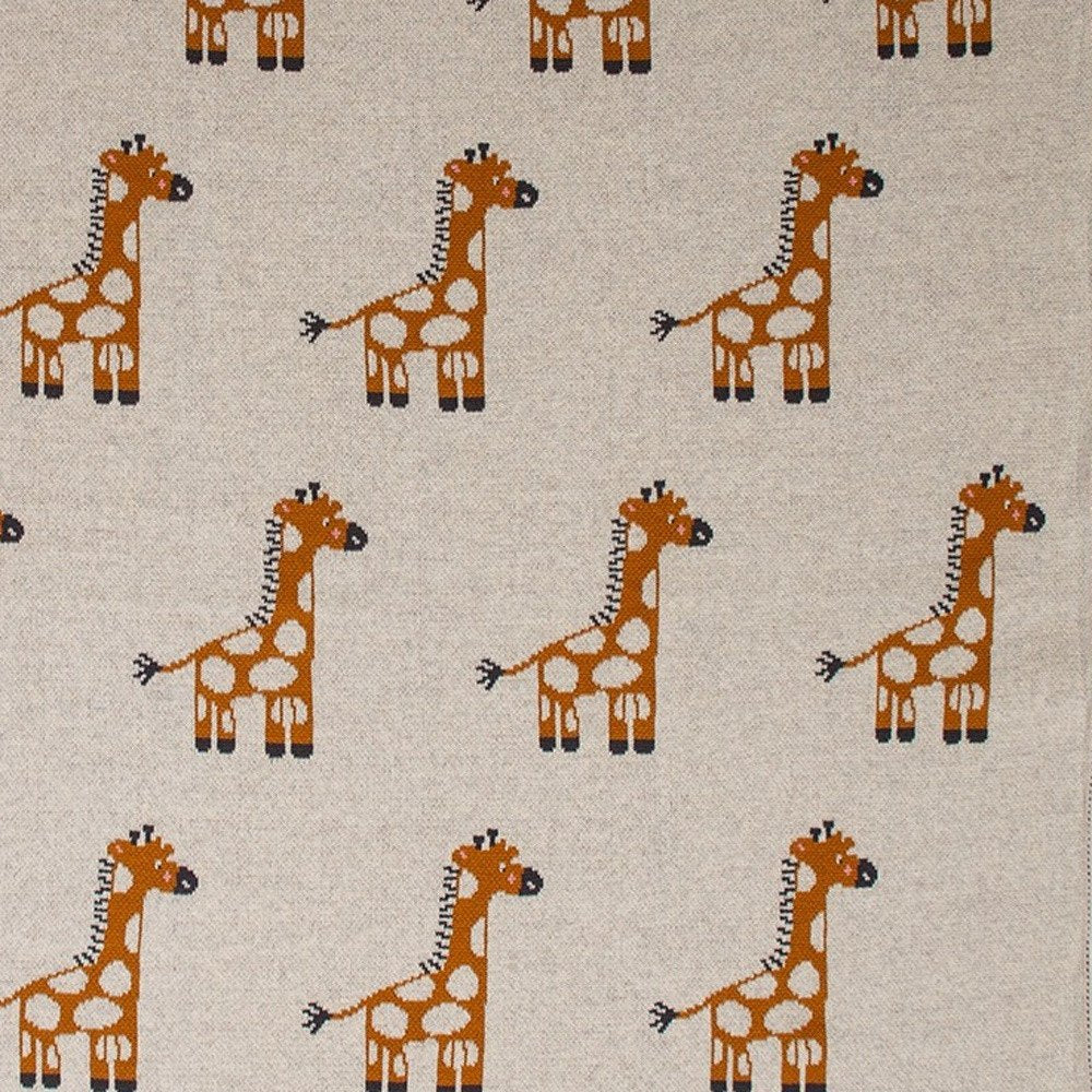 32" X 40" Orange And White Cotton Giraffe Plush Baby Blanket HomeRoots