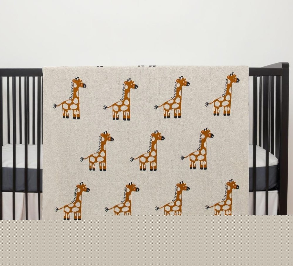 32" X 40" Orange And White Cotton Giraffe Plush Baby Blanket HomeRoots