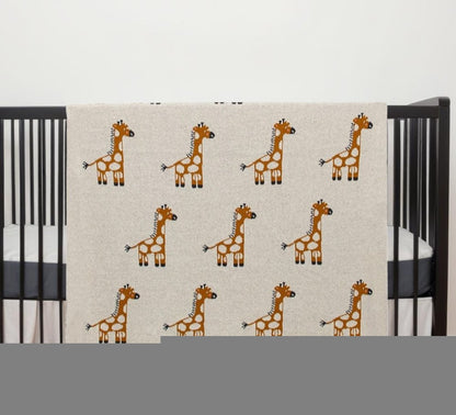 32" X 40" Orange And White Cotton Giraffe Plush Baby Blanket HomeRoots