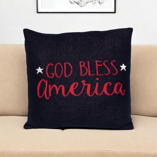 Navy Blue Patriotic Throw Pillow