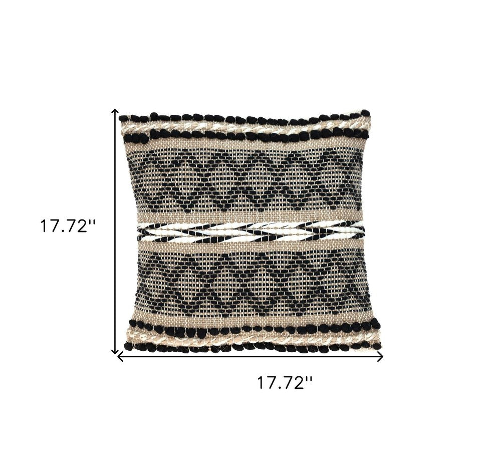 Black And Sand Woven Decorative Pillow — view 5