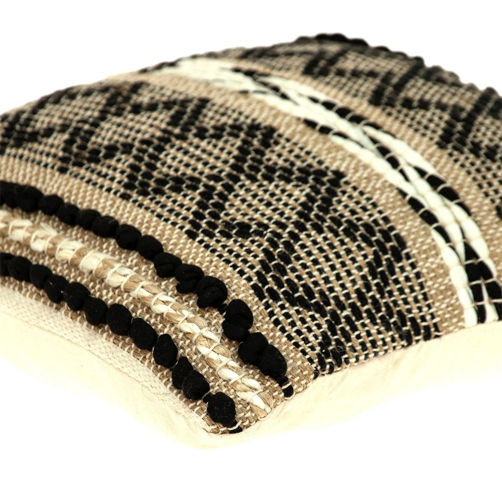 Black And Sand Woven Decorative Pillow — view 2