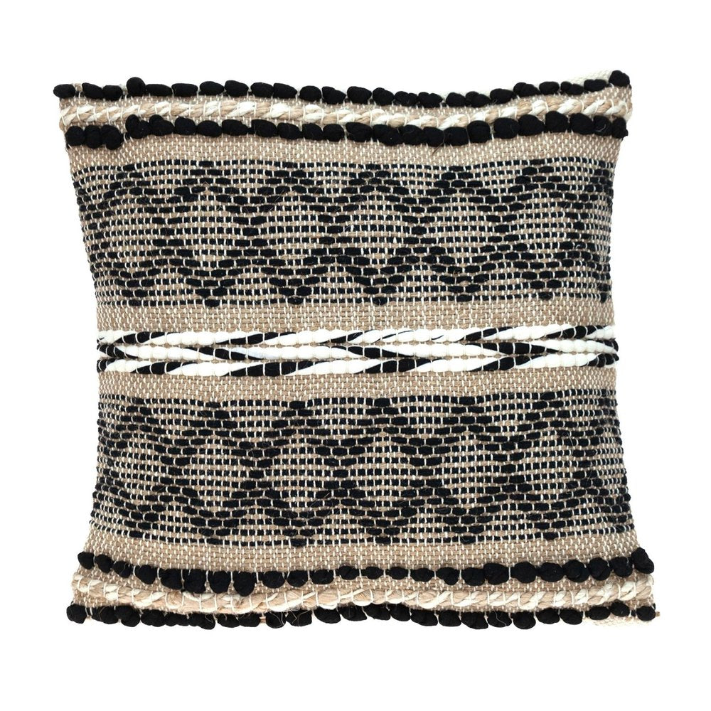 Black And Sand Woven Decorative Pillow — view 3