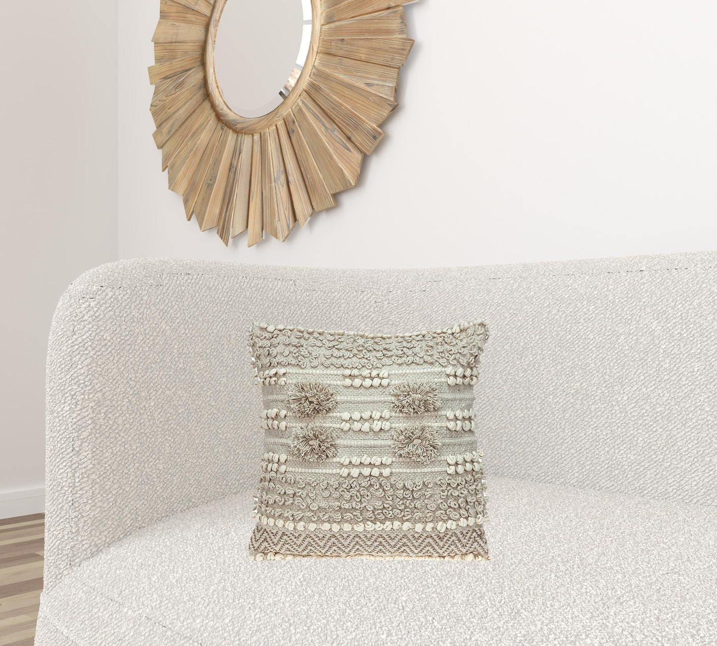 Warm Ivory Chunky Throw Pillow