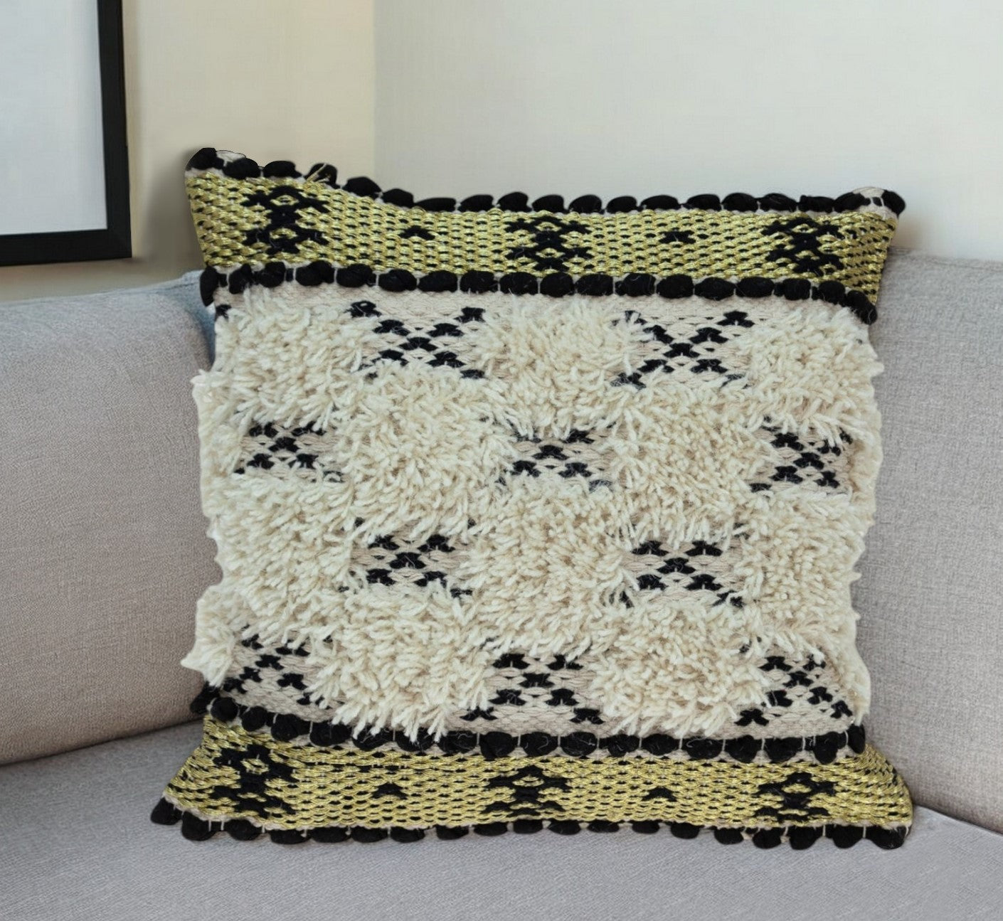 Shaggy Woven Throw Pillow