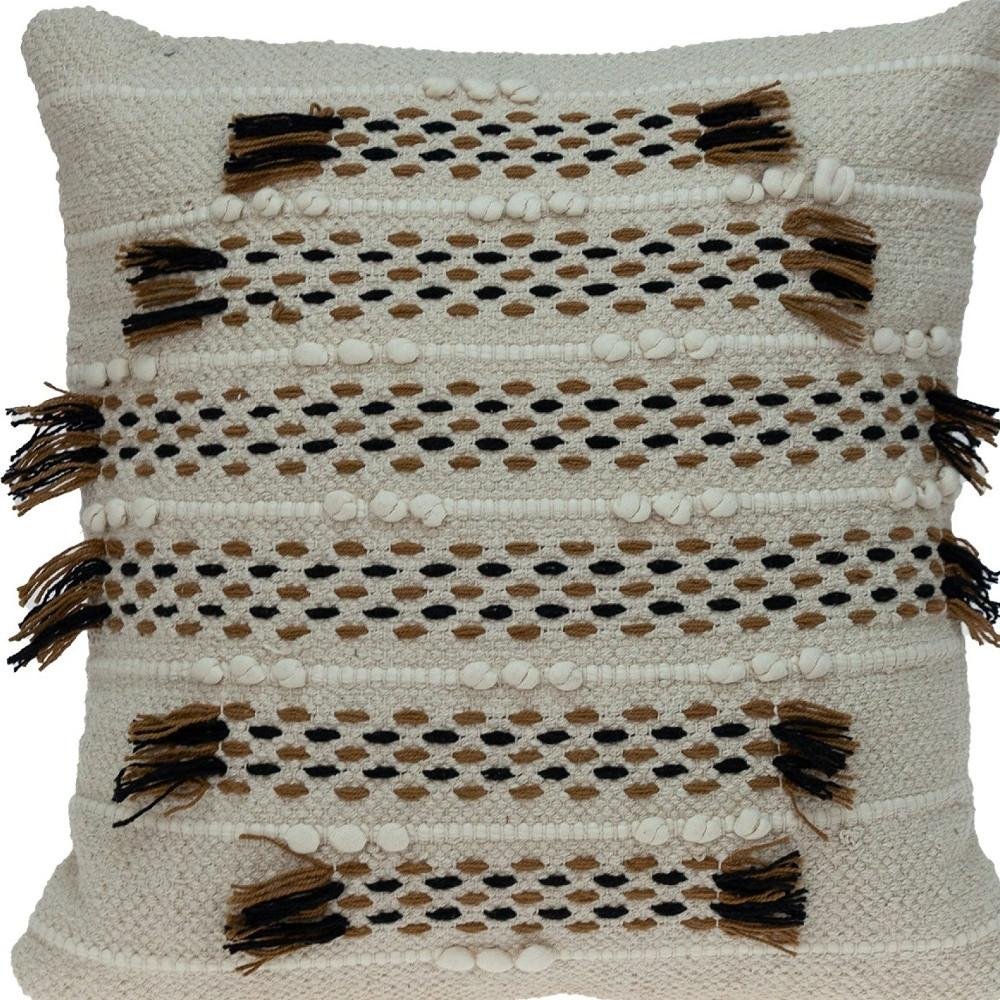 Creamy Beige Textured Throw Pillow — view 7
