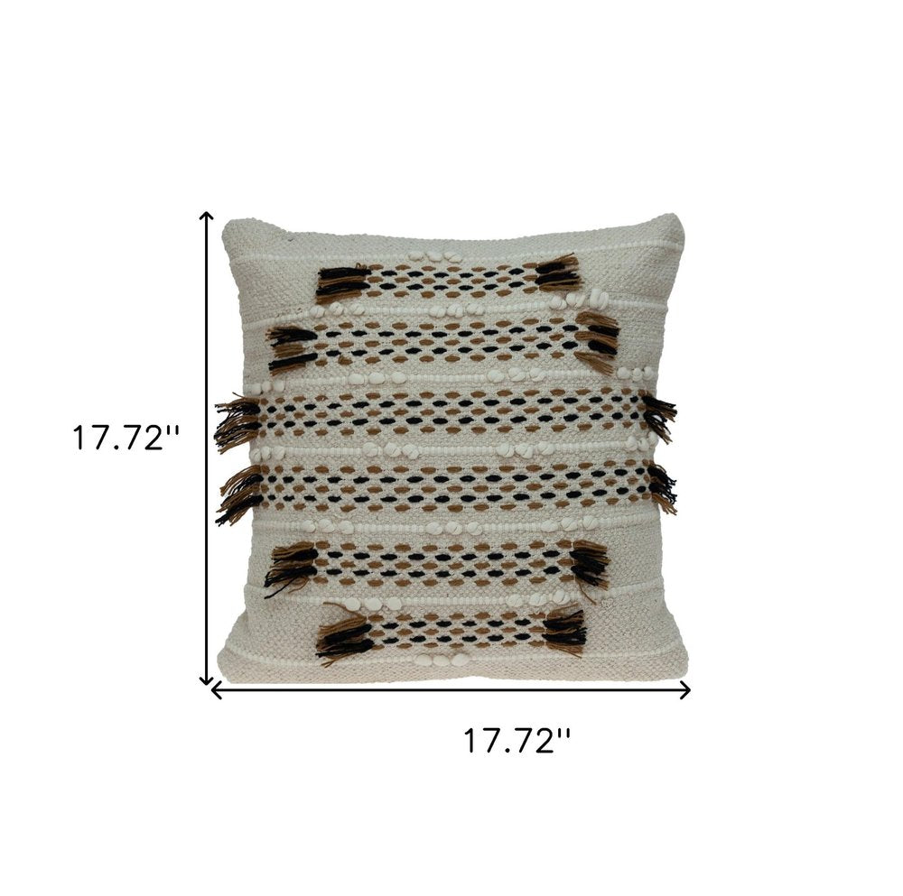 Creamy Beige Textured Throw Pillow — view 5