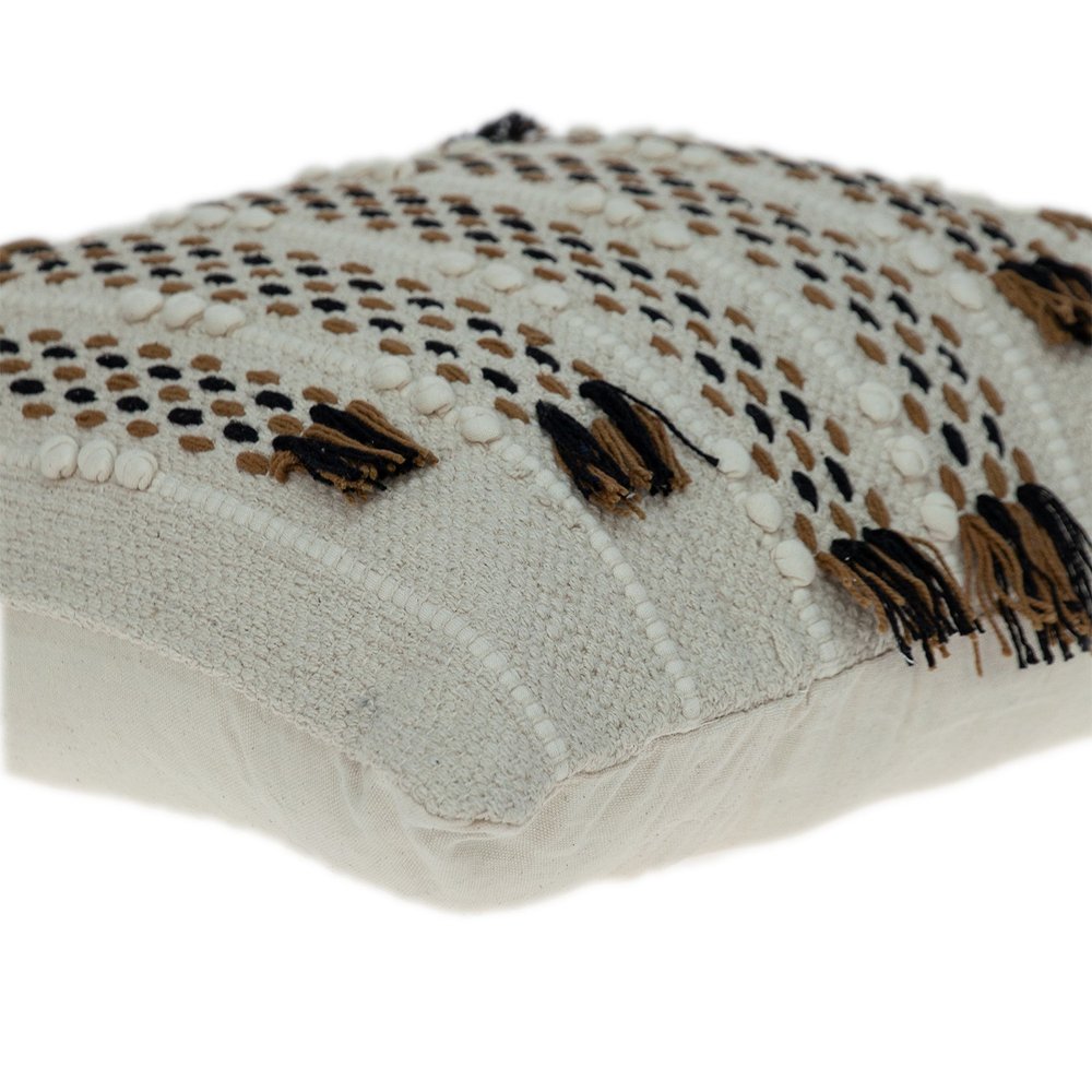 Creamy Beige Textured Throw Pillow — view 2