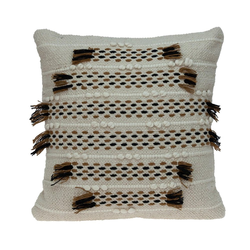 Creamy Beige Textured Throw Pillow — view 3