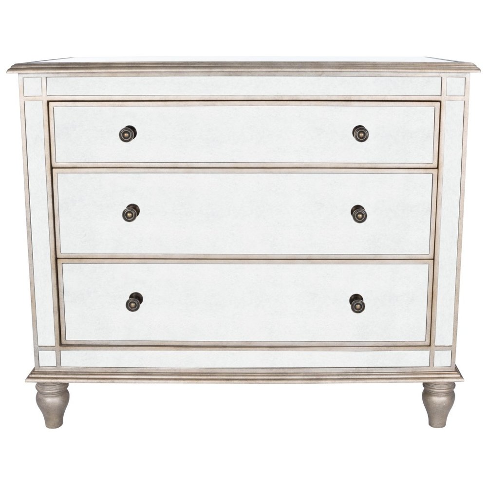 Rectangle Mirrored Three Drawer Console Storage Chest HomeRoots