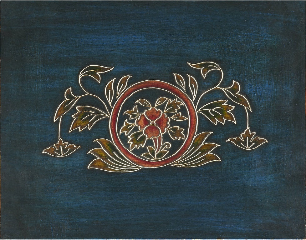 20" Blue and Brown Hand Painted Wood Accent Cabinet With Three Drawers HomeRoots