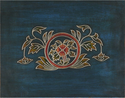 20" Blue and Brown Hand Painted Wood Accent Cabinet With Three Drawers HomeRoots